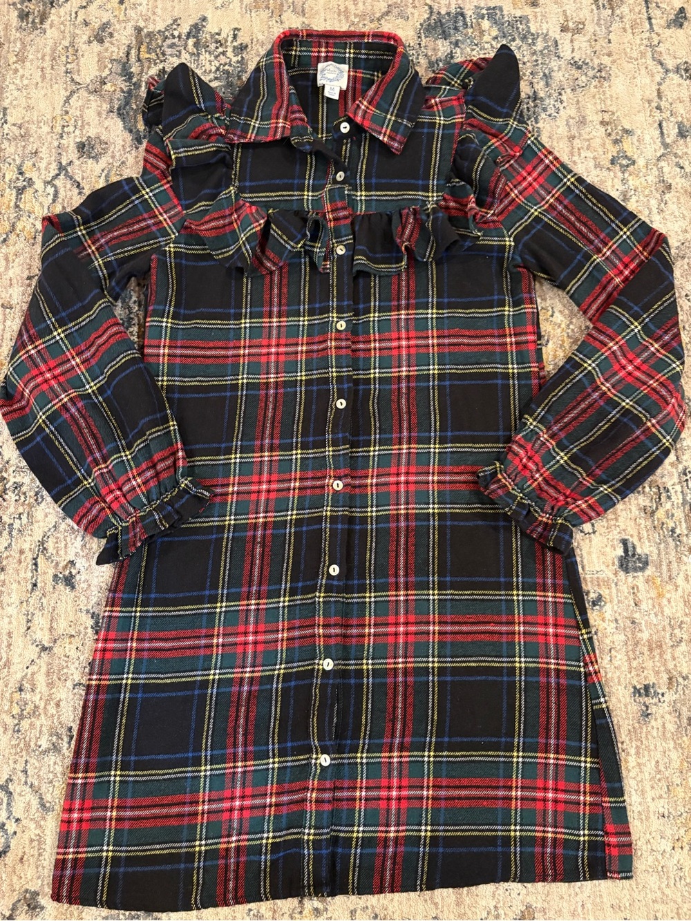 Francesca’s Blue Rain Shirt Dress Flannel Red/Black Size Medium*